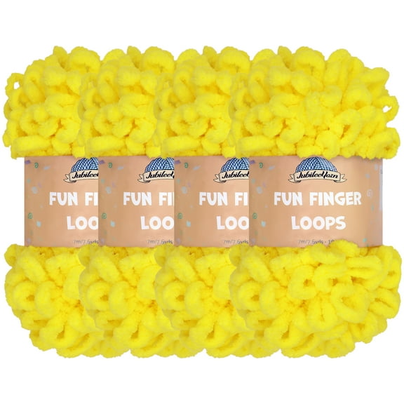 JubileeYarn Fun Finger Loops Yarn - Jumbo Polyester - 100g/Skein - Limoncello - 4 Skeins