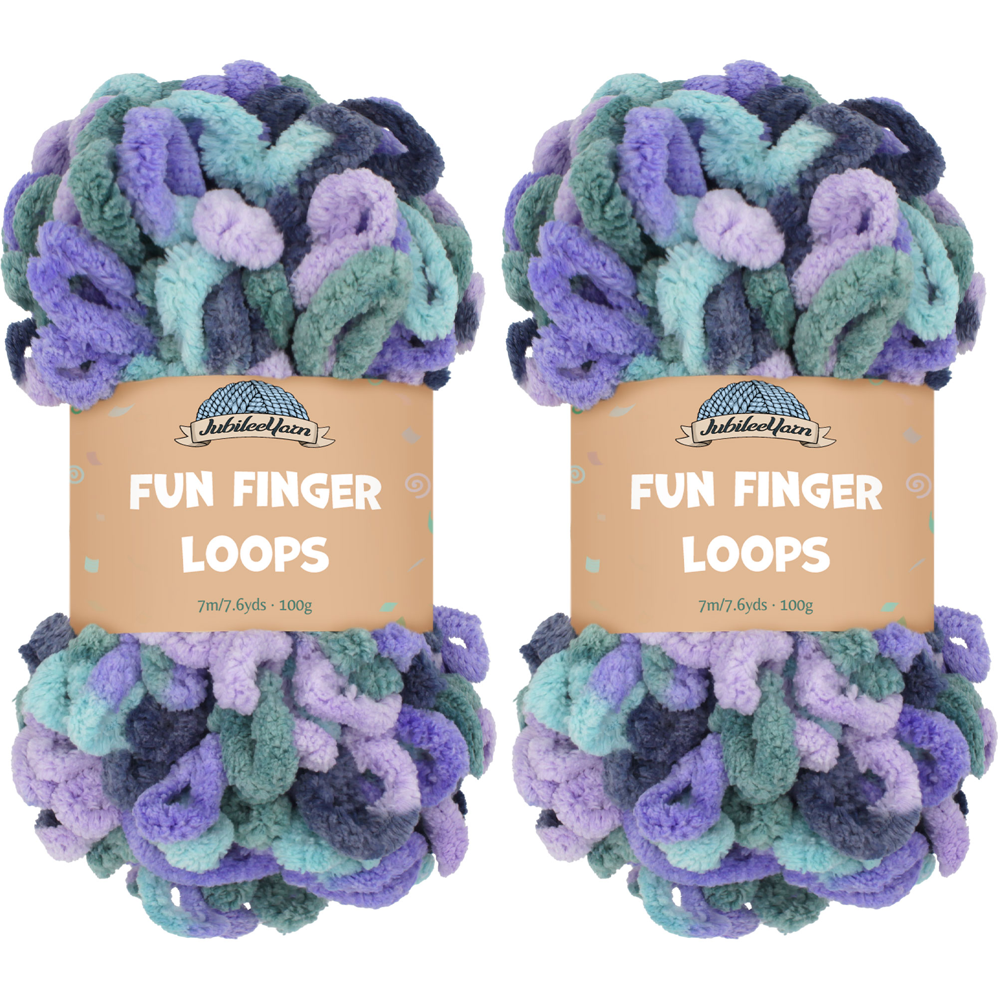 JubileeYarn Gomitoli Jumbo Per Finger Knitting - 100% Poliestere - 100g L'uno, 7 Metri - 5 Matasse (Blu/Verde/Bianco)