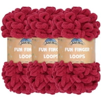 JubileeYarn Fun Finger Loops Yarn - Jumbo Polyester - 100g/Skein - Sangre - 3 Skeins