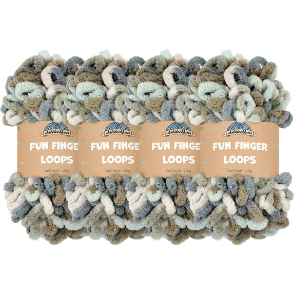 JubileeYarn Fun Finger Loops Yarn - Jumbo Polyester - 100g/Skein - Selene - 4 Skeins