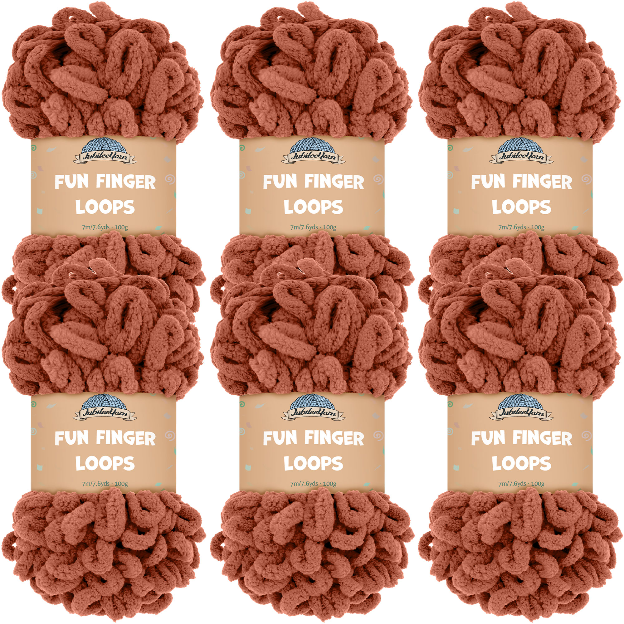 JubileeYarn Filato Jumbo Finger Loops: 5 Matasse Da 100g In Poliestere (Asteria), Categoria 7, Per Lavorazione A Dita, 7m Cad.