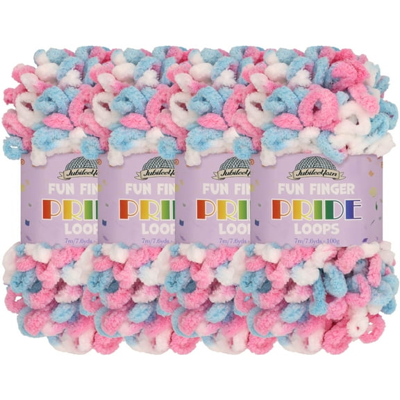 JubileeYarn Fun Finger Pride Loops Yarn - Jumbo Loop Yarn - 100g/Skein - Coccinelle - 4 Skeins