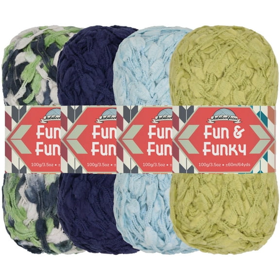 JubileeYarn Fun and Funky Yarn - Shades of Blue - 4 Skeins