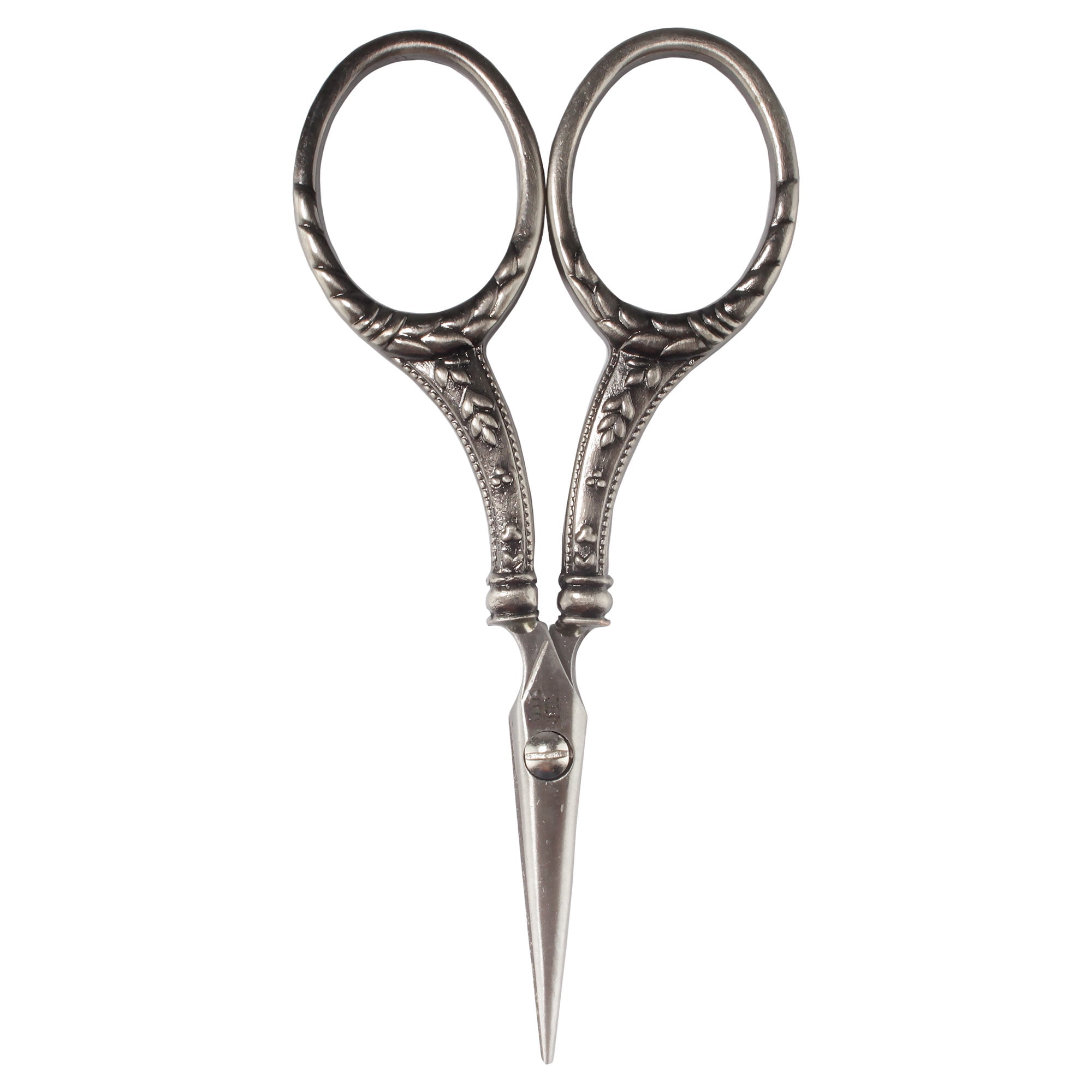 JubileeYarn Heirloom Craft Embroidery Scissors w/ Decorative Cast Floral Handles - Antique Silver