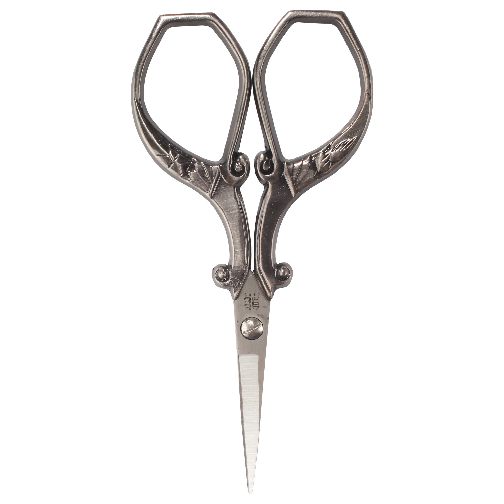 JubileeYarn Heirloom Craft Embroidery Scissors w/ Decorative Cast Handles Chinese Wing and Cloud - Antique Silver