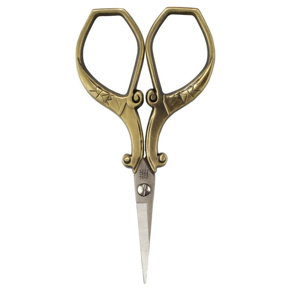 JubileeYarn Heirloom Craft Embroidery Scissors w/ Decorative Cast Handles Chinese Wing and Cloud - Bronze