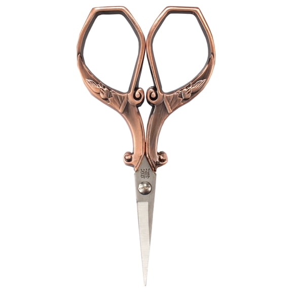 JubileeYarn Heirloom Craft Embroidery Scissors w/ Decorative Cast Handles Chinese Wing and Cloud - Copper