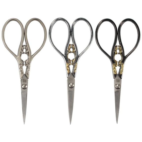 JubileeYarn Heirloom Craft Embroidery Scissors w/ Decorative Cast Handles Classic Scrollwork Motif - cs05 Assortment