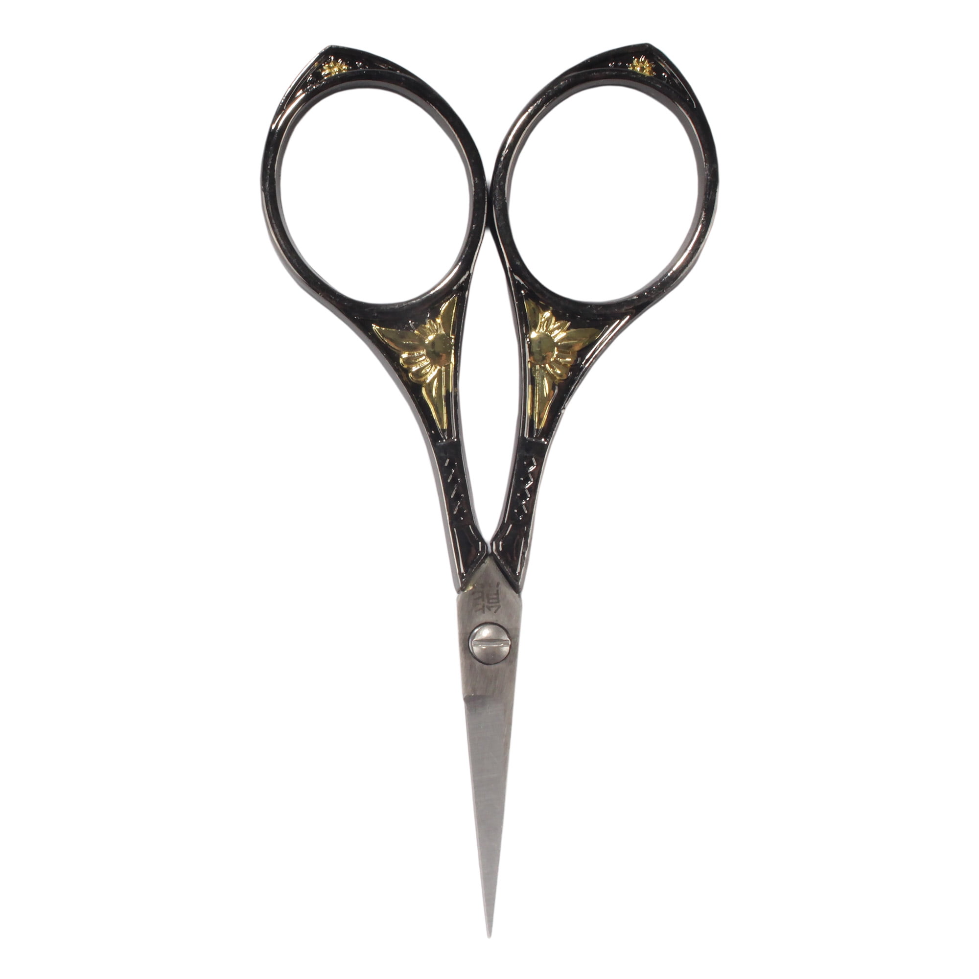 JubileeYarn Heirloom Craft Embroidery Scissors w/ Decorative Cast Handles Sun Motif - Black