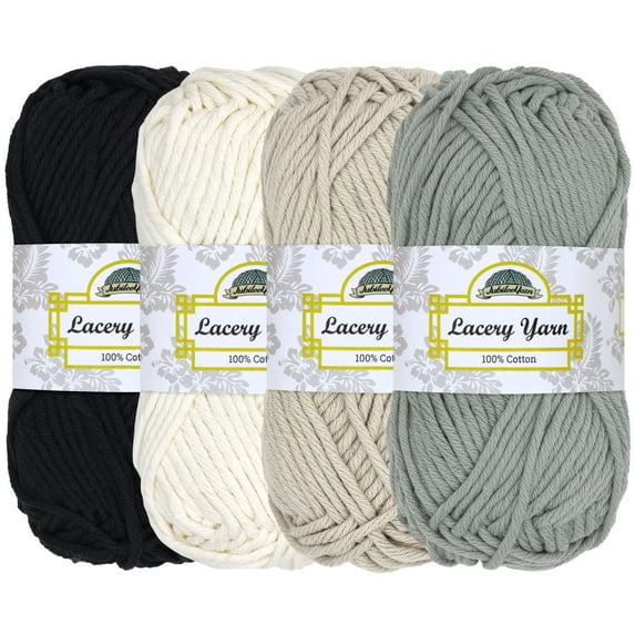 JubileeYarn Lacery Yarn - Chunky Cotton - 100g/Skein - Shades of Grey - 4 Skeins