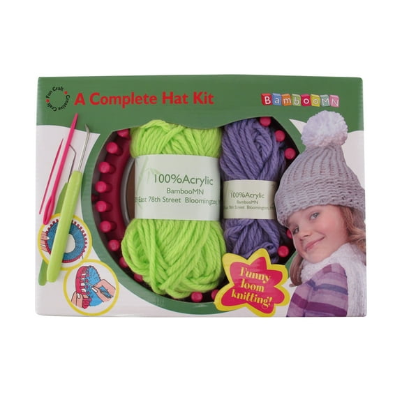 JubileeYarn Loom Knitting Pattern Kit for Beginners - Kids Winter Hat Set -