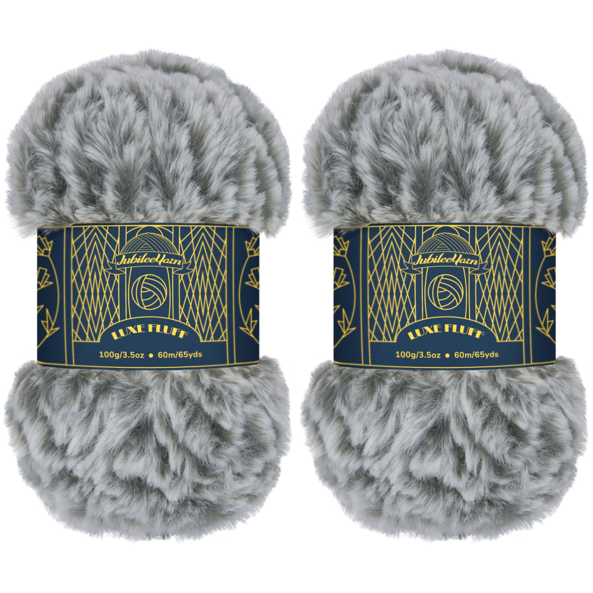 JubileeYarn Luxe Fluff Yarn - 100g/Skein Chunky Polyester Faux Fur - Strix - 2 Skeins