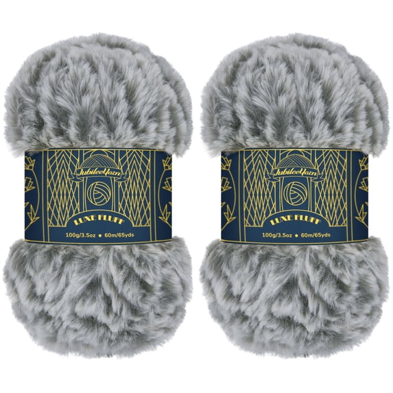 JubileeYarn Luxe Fluff Yarn - 100g/Skein Chunky Polyester Faux Fur - Strix - 2 Skeins