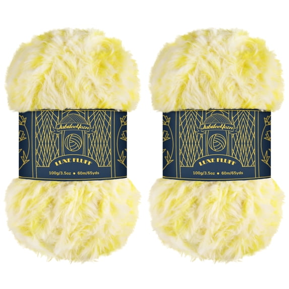 JubileeYarn Luxe Fluff Yarn - 100g/Skein Chunky Polyester Faux Fur - Meadowlark - 2 Skeins