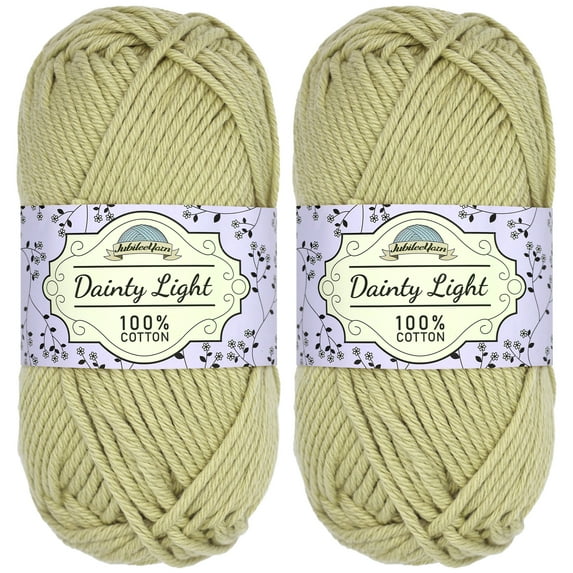 JubileeYarn Dainty Light Yarn - 100g/Skein Worsted Weight Cotton - 006 Celedon Green - 2 Skeins