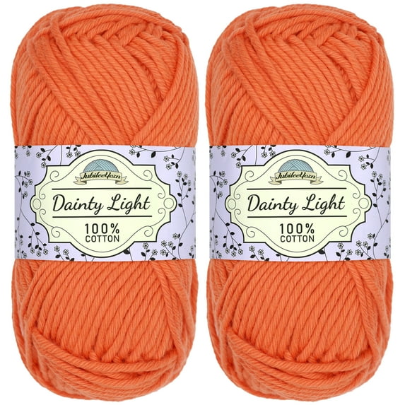 JubileeYarn Dainty Light Yarn - 100g/Skein Worsted Weight Cotton - 203 Coral Bay - 2 Skeins