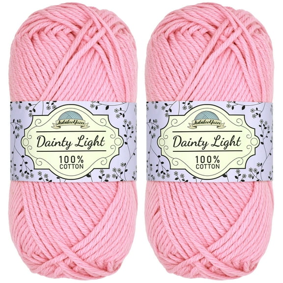 JubileeYarn Dainty Light Yarn - 100g/Skein Worsted Weight Cotton - 103 Marina Pink - 2 Skeins