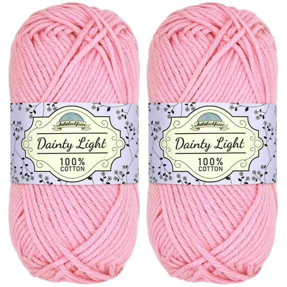JubileeYarn Dainty Light Yarn - 100g/Skein Worsted Weight Cotton - 103 Marina Pink - 2 Skeins