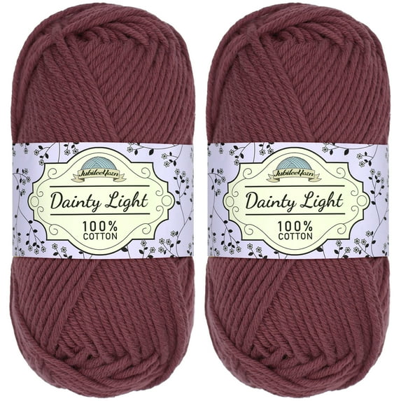 JubileeYarn Dainty Light Yarn - 100g/Skein Worsted Weight Cotton - 003 Plum Raisin - 2 Skeins