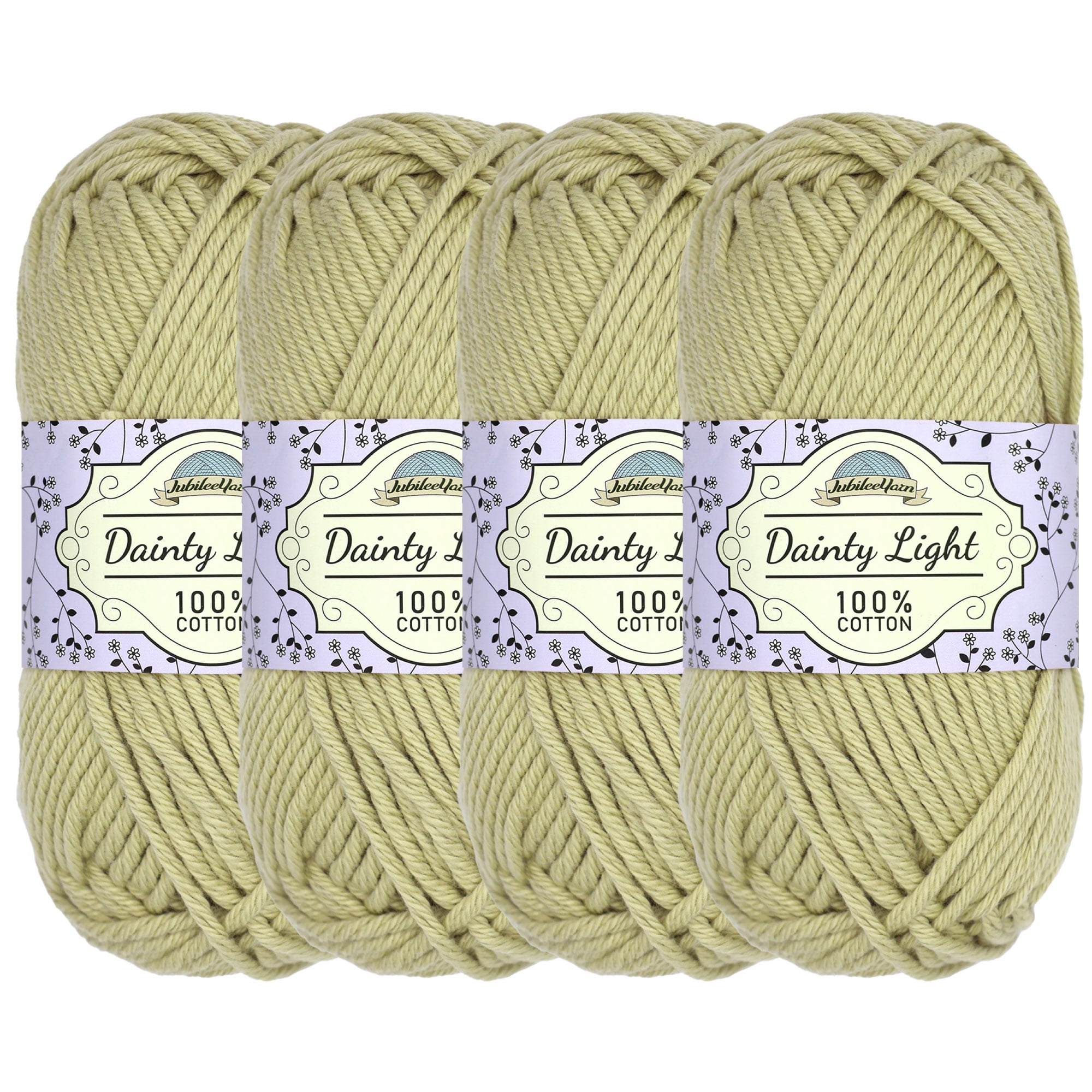 JubileeYarn Dainty Light Yarn - 100g/Skein Worsted Weight Cotton - 006 Celedon Green - 4 Skeins