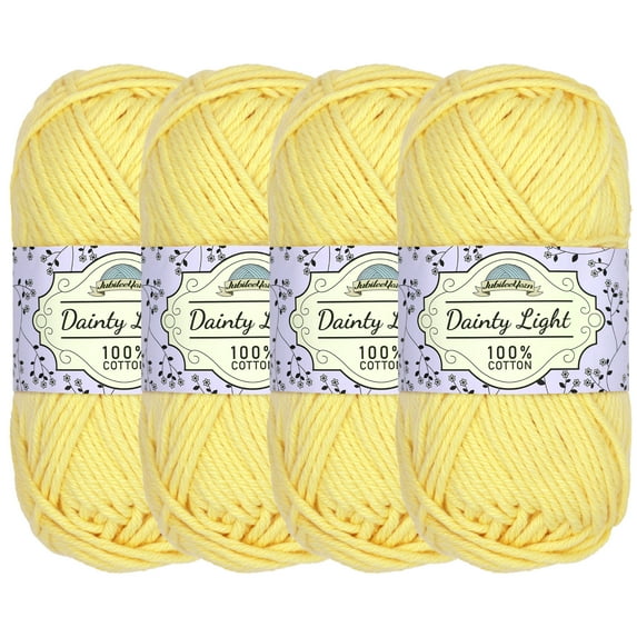 JubileeYarn Dainty Light Yarn - 100g/Skein Worsted Weight Cotton - 600 Light Buttercream - 4 Skeins