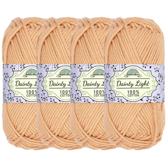JubileeYarn Dainty Light Yarn - 100g/Skein Worsted Weight Cotton - 1225 Sand - 4 Skeins
