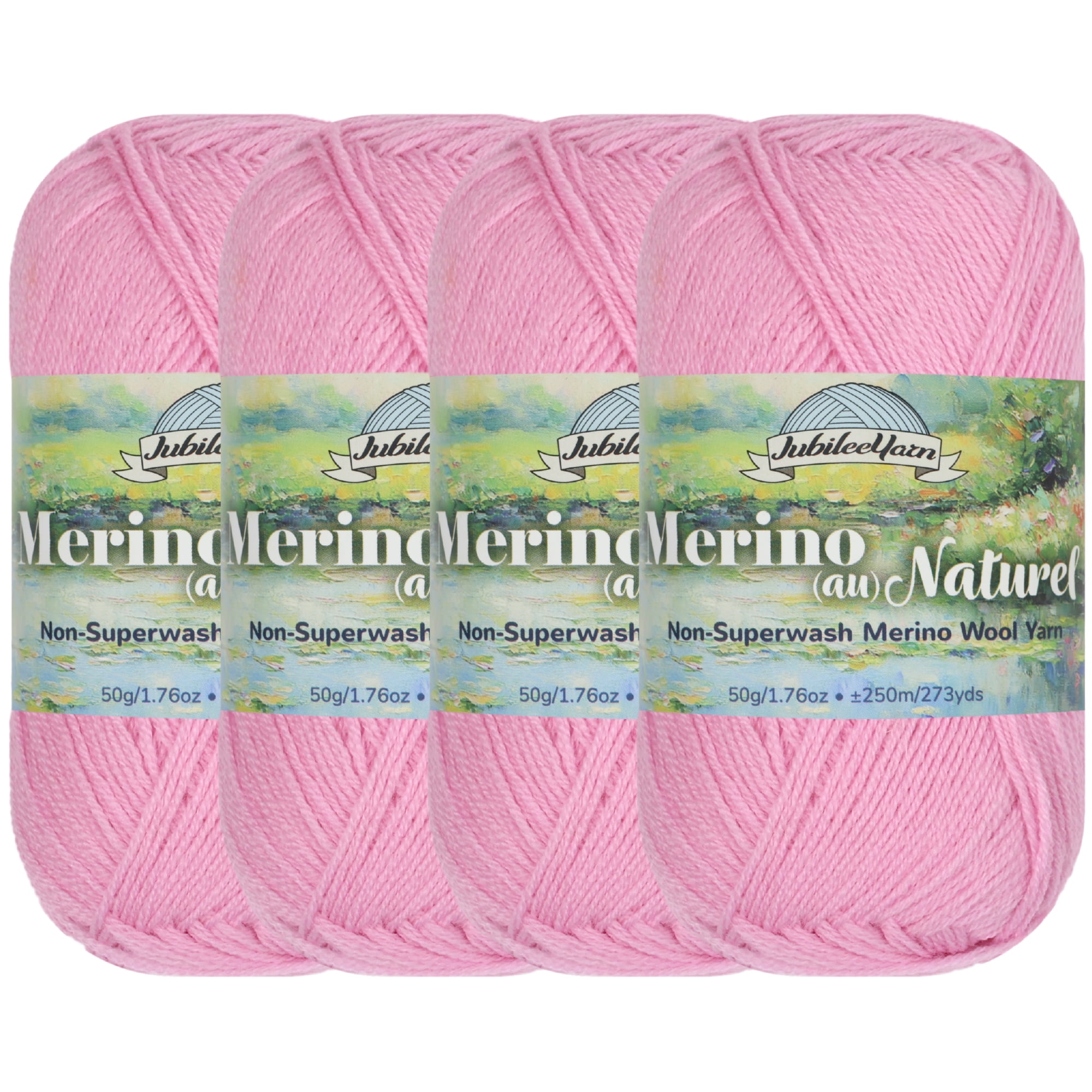 JubileeYarn Merino Au Naturel Yarn - 50g/Skein Fine Non-Superwash Merino Wool - Lilac Hills - 4 Skeins
