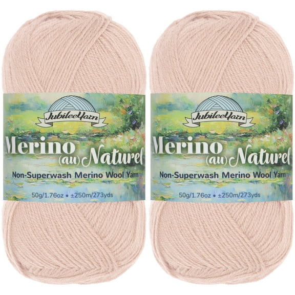 JubileeYarn Merino Au Naturel Yarn - 50g/Skein Super Fine Non-Superwash Merino Wool - Crystal Palace - 2 Skeins