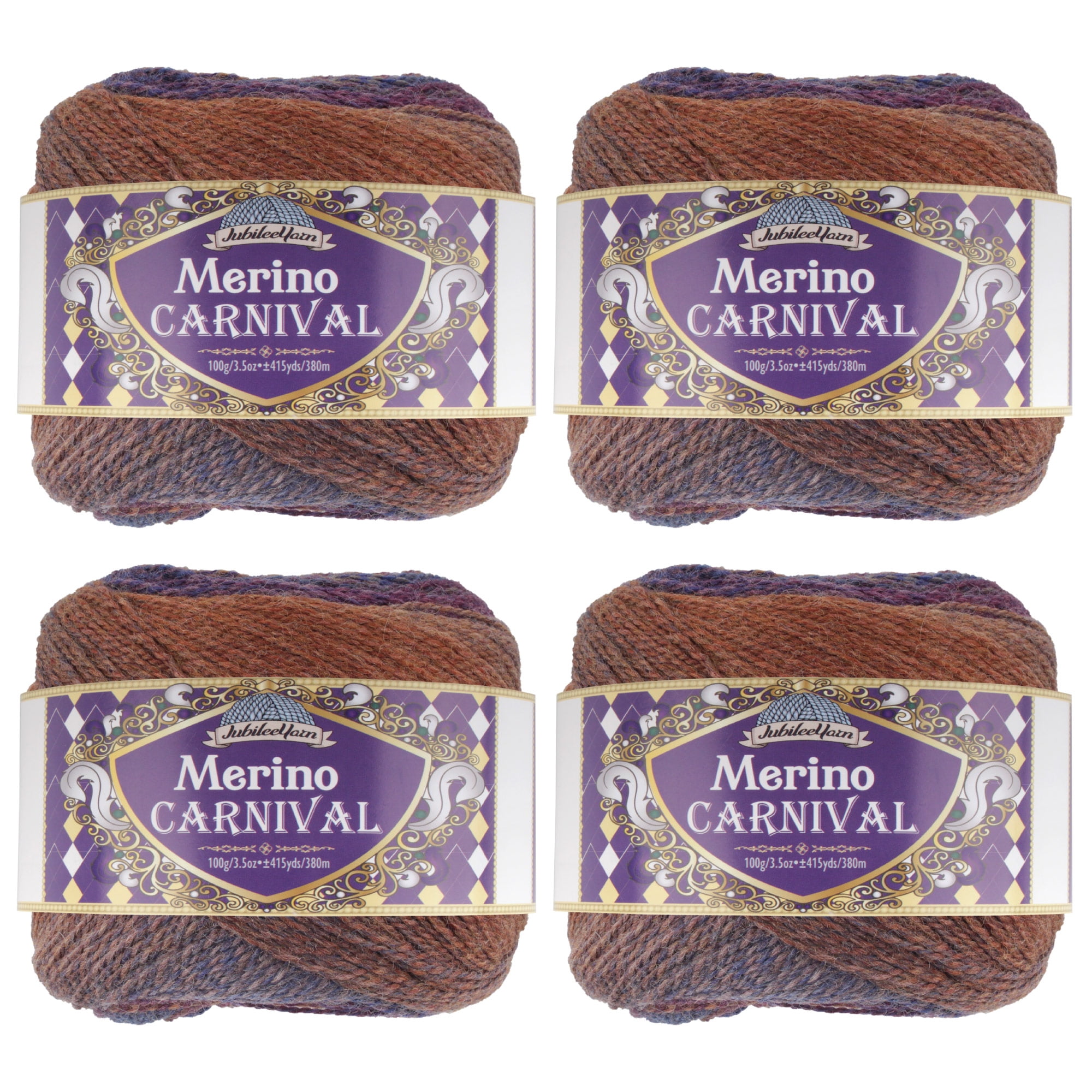 JubileeYarn Merino Carnival Yarn - Ombre Sport Weight Merino Wool - 100g/Cake - Bauta - 4 Cakes
