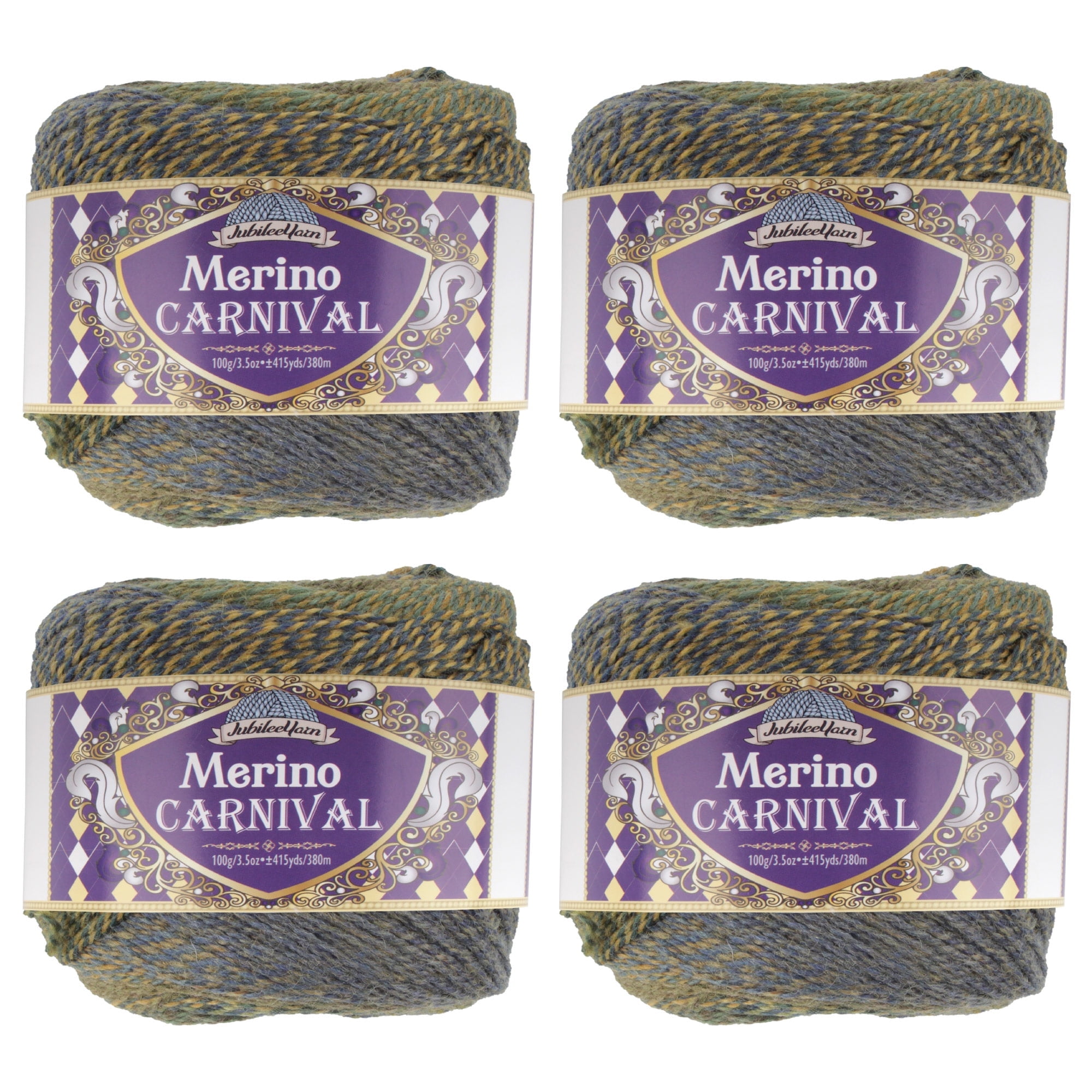 JubileeYarn Merino Carnival Yarn - Ombre Sport Weight Merino Wool - 100g/Cake - Gnaga - 4 Cakes