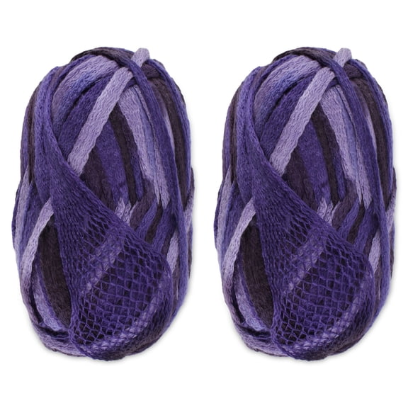 JubileeYarn Mesh Fishnet Yarn - Chunky Acrylic - 200g/Skein - Fused Purple - 2 Skeins