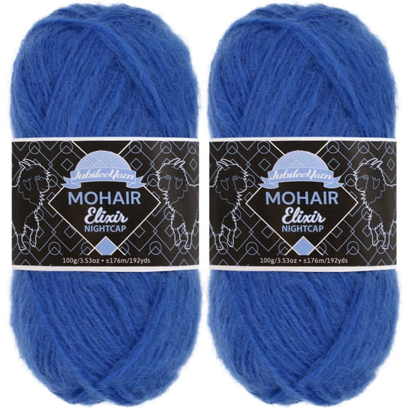JubileeYarn Mohair Elixir Nightcap Yarn - Chunky Wool Blend - 100g/Skein - CuraÃ§ao Cooler - 2 Skeins