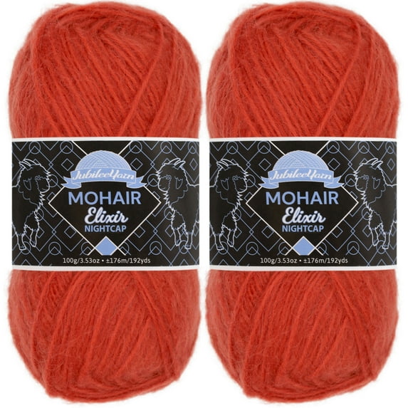 JubileeYarn Mohair Elixir Nightcap Yarn - Chunky Wool Blend - 100g/Skein - Mimosa - 2 Skeins