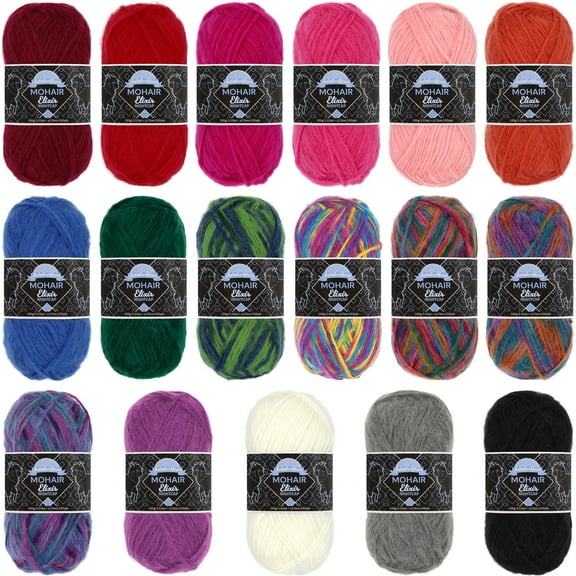 JubileeYarn Mohair Elixir Nightcap Yarn - Chunky Wool Blend - 100g/Skein - Variety Pack - 4 Skeins