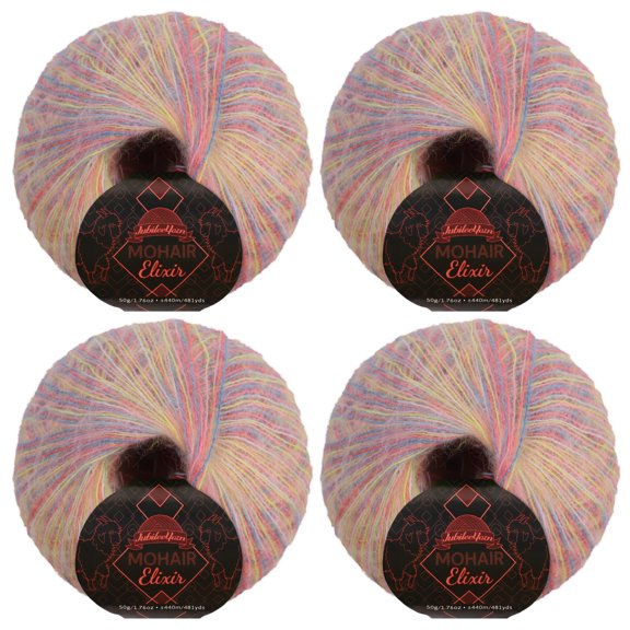 JubileeYarn Mohair Elixir Yarn - 50g/Skein Baby Wool Blend - Tequila Sunrise - 4 Skeins