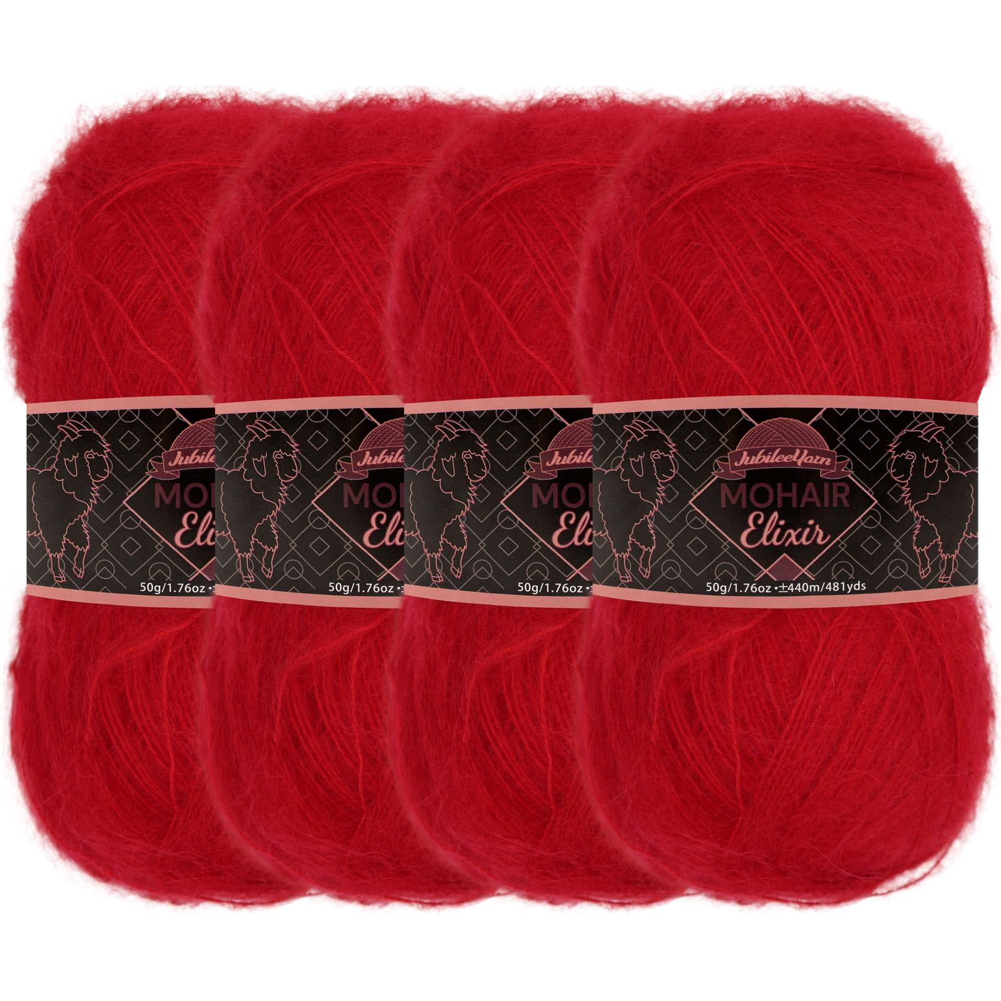 JubileeYarn Mohair Elixir Yarn - 50g/Skein Baby Wool Blend - Cosmopolitan - 4 Skeins
