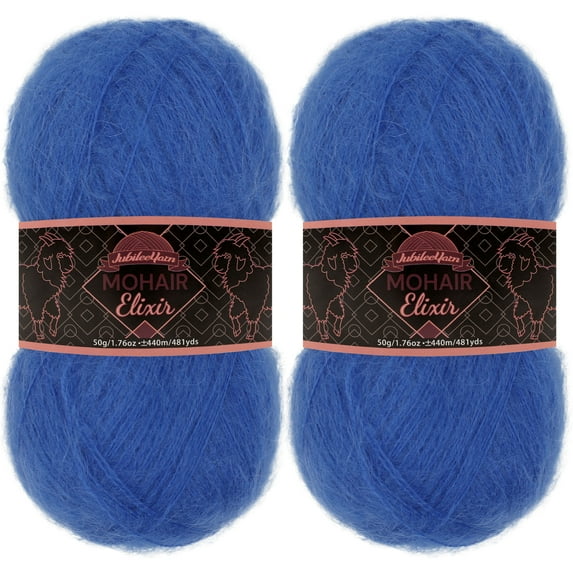 JubileeYarn Mohair Elixir Yarn - 50g/Skein Baby Wool Blend - Curaçao Cooler - 2 Skeins