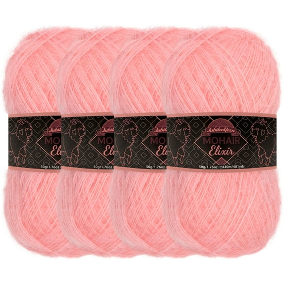 JubileeYarn Mohair Elixir Yarn - Baby Wool Blend - 50g/Skein - Desert Rose - 4 Skeins