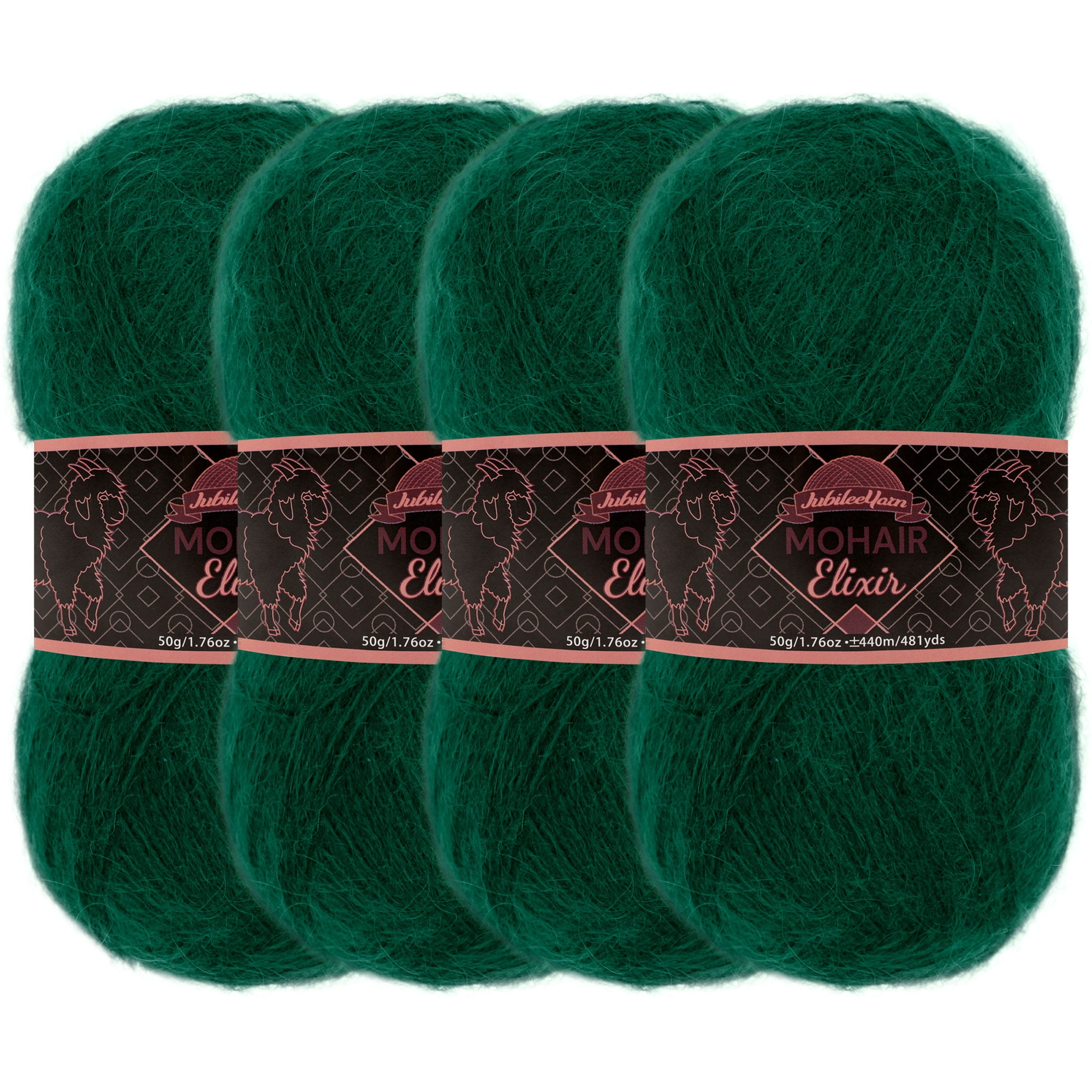 JubileeYarn Mohair Elixir Yarn - 50g/Skein Baby Wool Blend - Forbidden Fruit - 4 Skeins