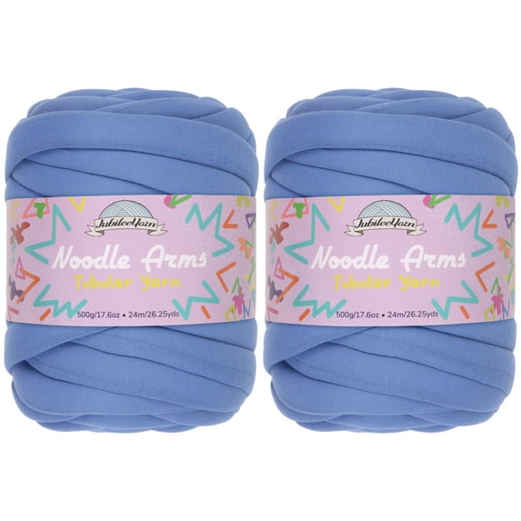 JubileeYarn Noodle Arms Yarn - 500g/Skein Tubular Jumbo Polyester - Bombora - 2 Skeins
