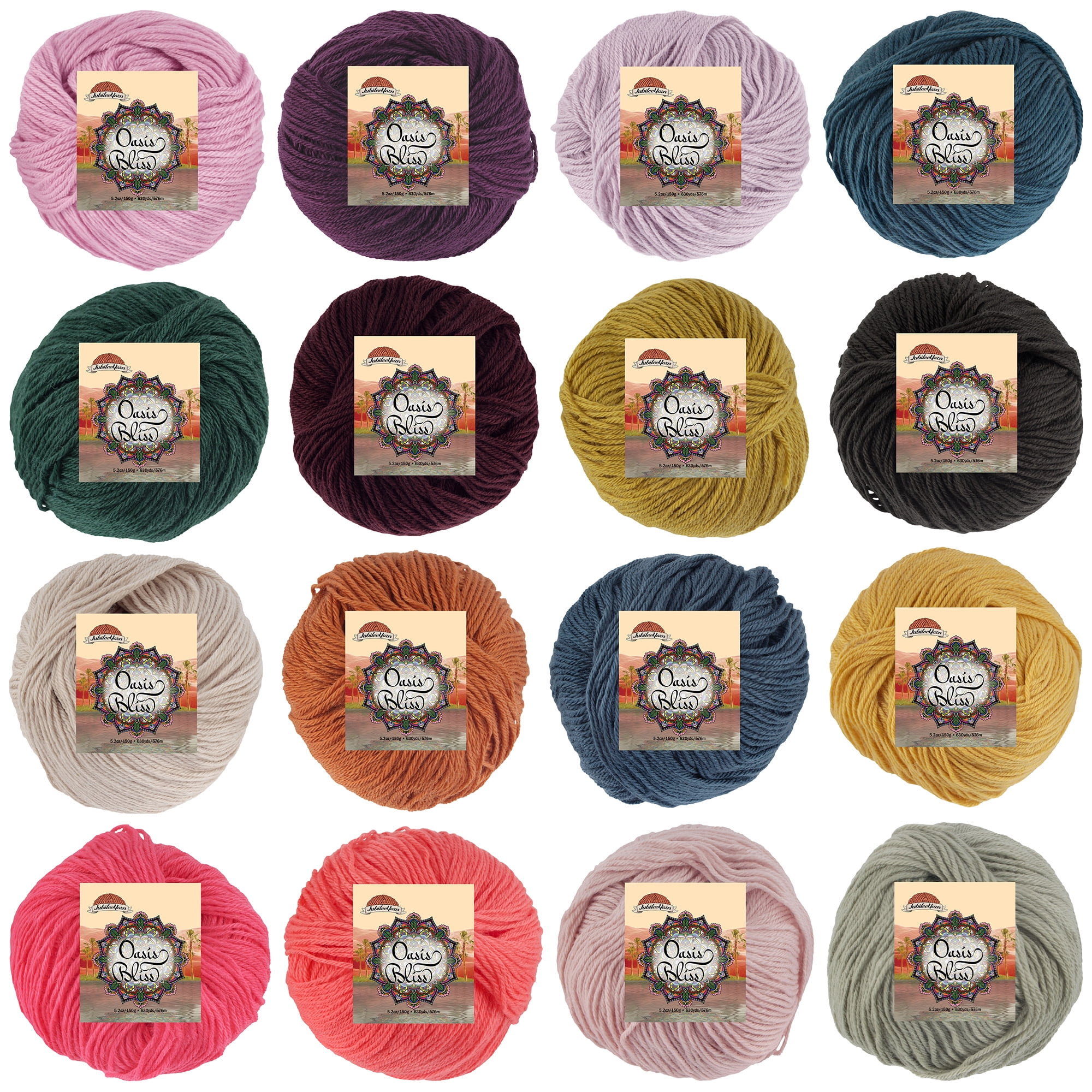 JubileeYarn Oasis Bliss Yarn - Baby Weight Acrylic Blend - 25g/Ball - Dark Colors - 16 Balls