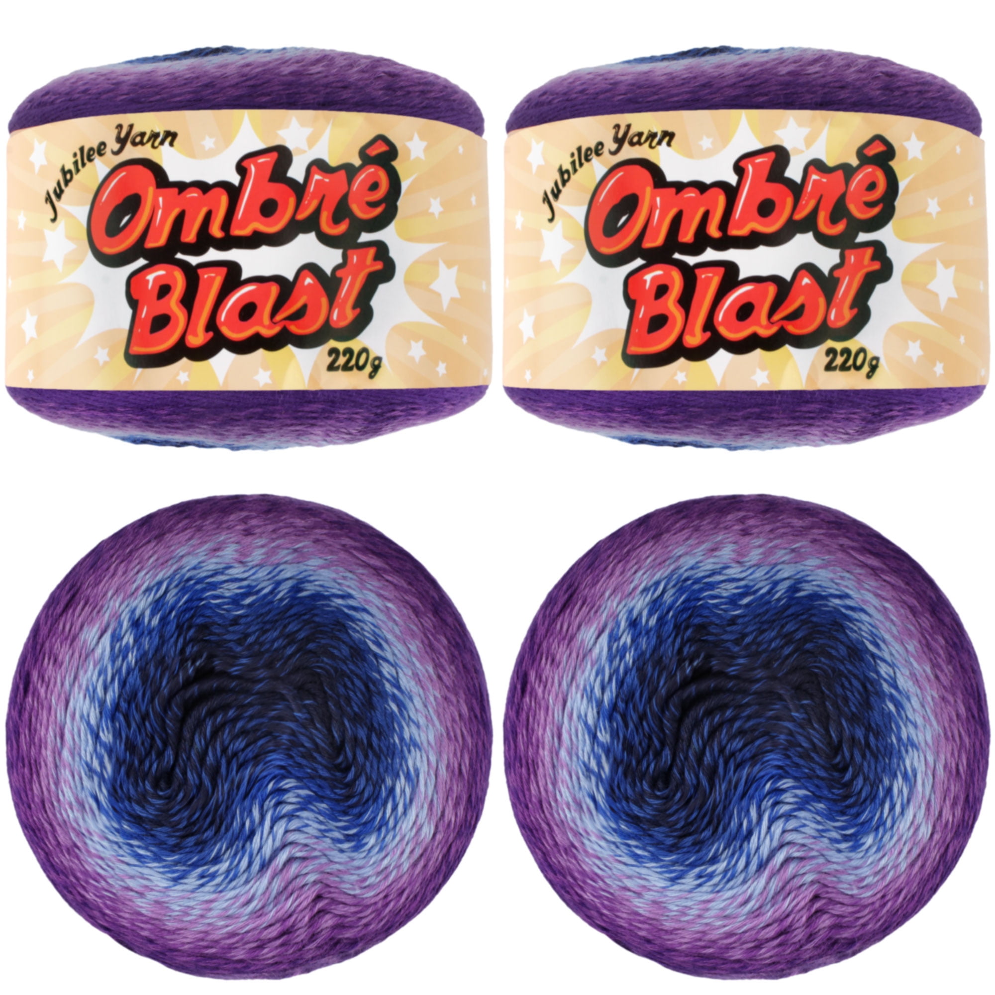 JubileeYarn Ombré Blast Yarn- Baby Weight - 220g/cake - Shadowthrone - 2 Cakes