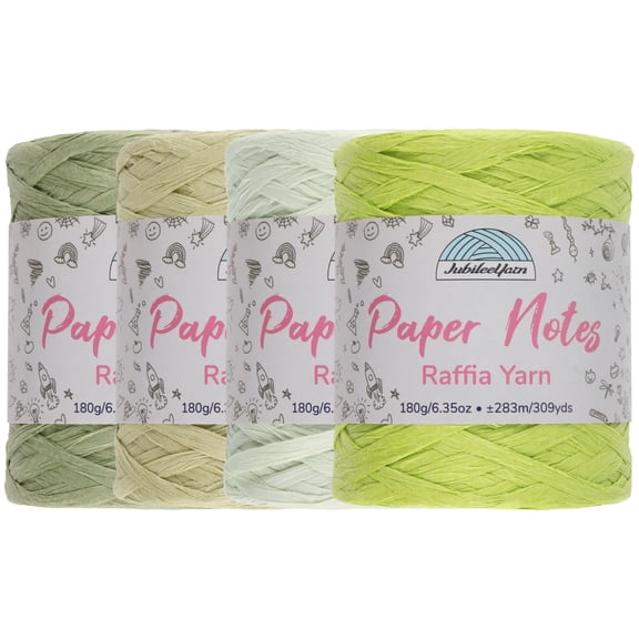 JubileeYarn Paper Notes Yarn - 180g/Cone Worsted Paper - Shades of Green - 4 Cones