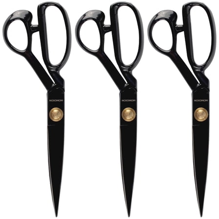 JubileeYarn Professional Carbon Steel Fabric Scissors - 9" Black - 3 Pairs
