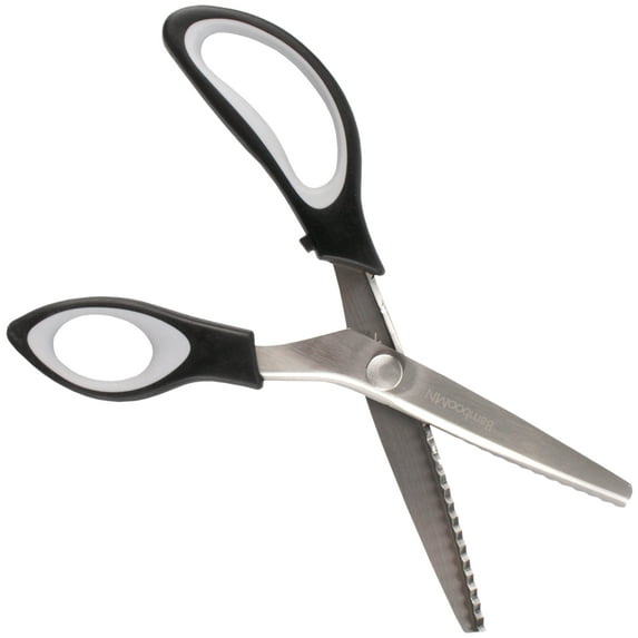 JubileeYarn Professional Grade Pinking Shears - 9.5" Serrated Stainless Steel - Black & Grey - 3 Pairs