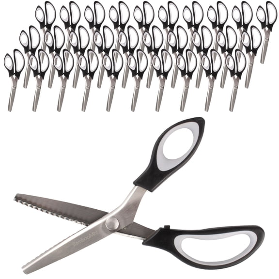 JubileeYarn Professional Grade Pinking Shears - 9.5" Serrated Stainless Steel - Black & Grey - 30 Unit Bulk Pack