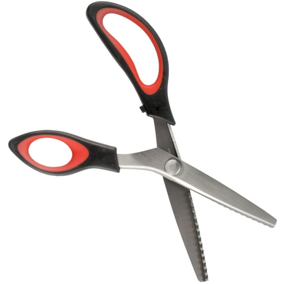 JubileeYarn Professional Grade Pinking Shears - 9.5" Serrated Stainless Steel - Black & Red - 10 Pairs