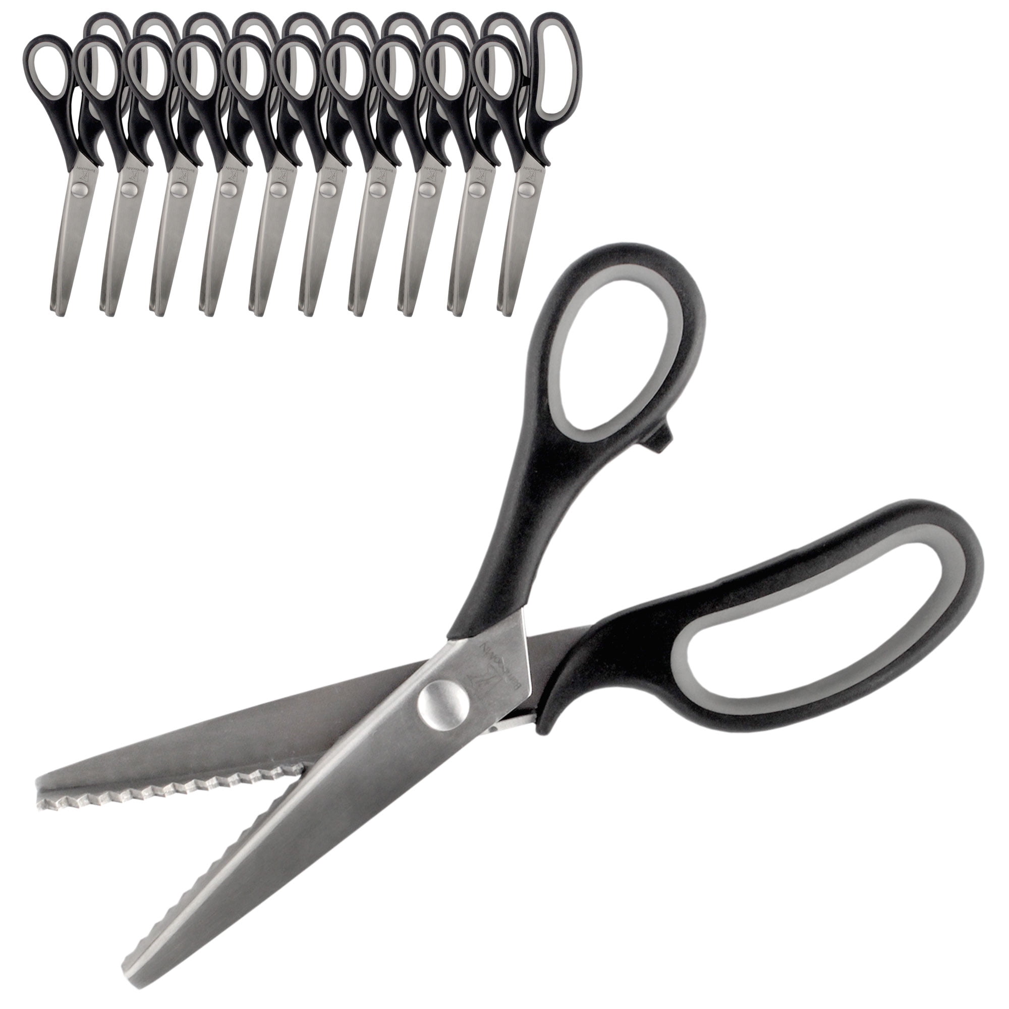 JubileeYarn Professional Grade Pinking Shears - 9" Serrated Stainless Steel - Black & Grey - 10 Units