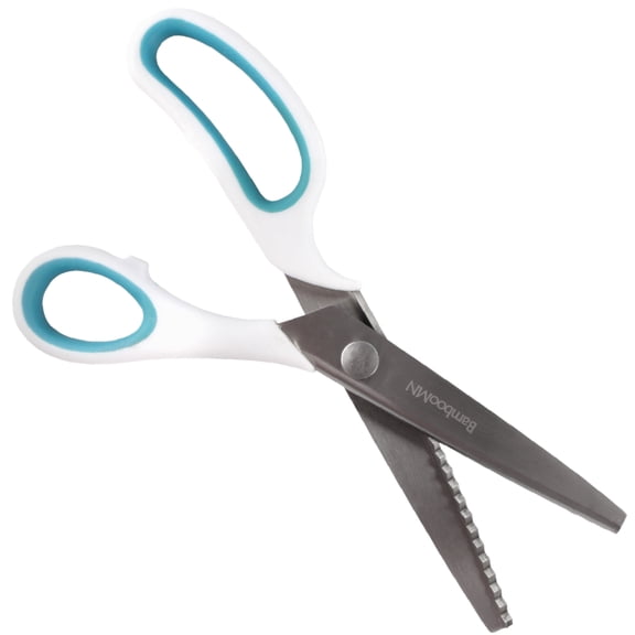 JubileeYarn Professional Grade Pinking Shears - 9" Serrated Stainless Steel - White & Blue - 1 Pair