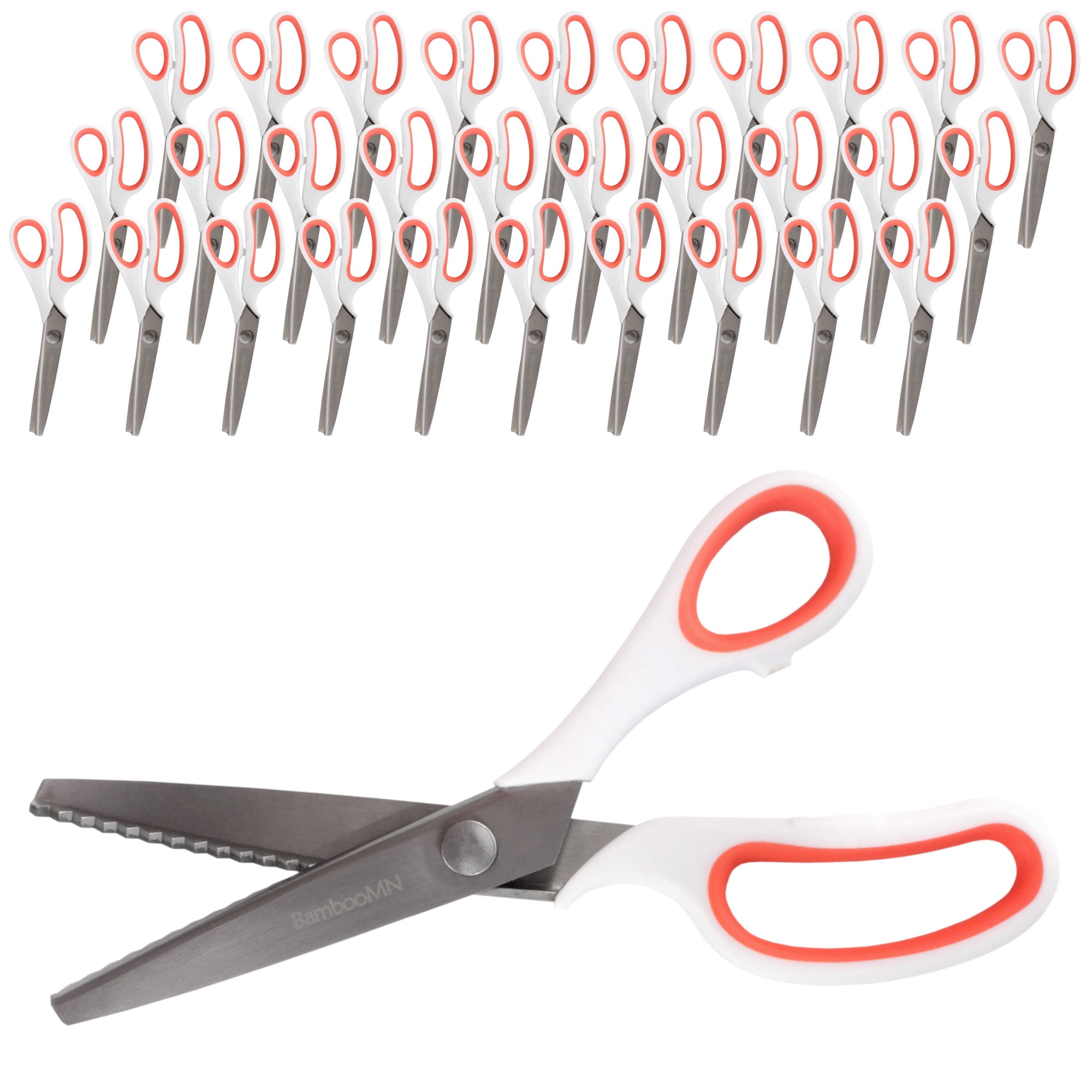 JubileeYarn Professional Grade Pinking Shears - 9" Serrated Stainless Steel - White & Orange - 30 Unit Bulk Pack